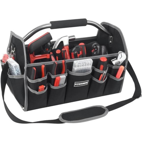 16 Inch Tool Bag, 26 Pockets, Steel Handle and Removable Shoulder Strap - Picture 1 of 6